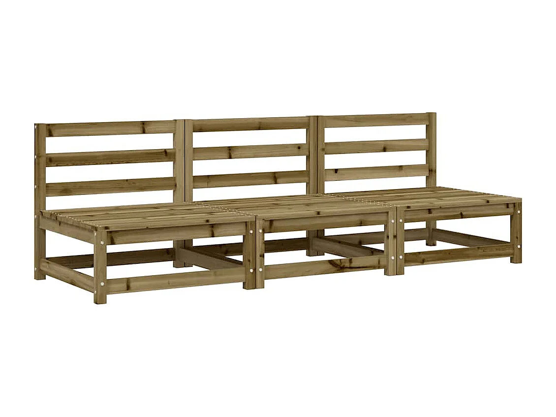 Gartensofas ohne Armlehnen 3 Stk. 70x70x67 cm Kiefernholz