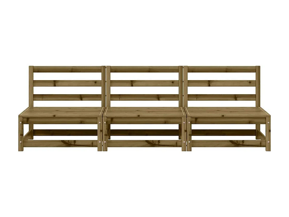 Gartensofas ohne Armlehnen 3 Stk. 70x70x67 cm Kiefernholz