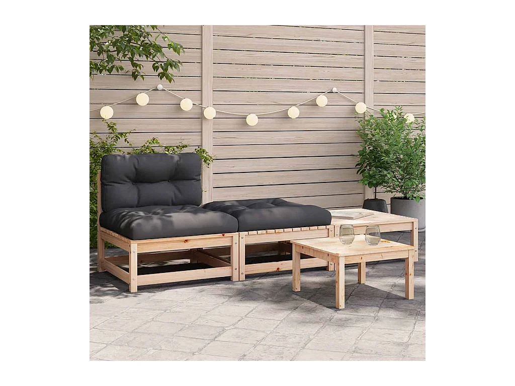 Canapé de jardin sans accoudoirs avec coussins et repose-pieds