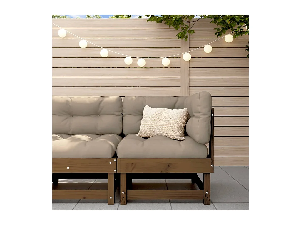 Canapé d'angle de jardin marron miel bois de pin solide