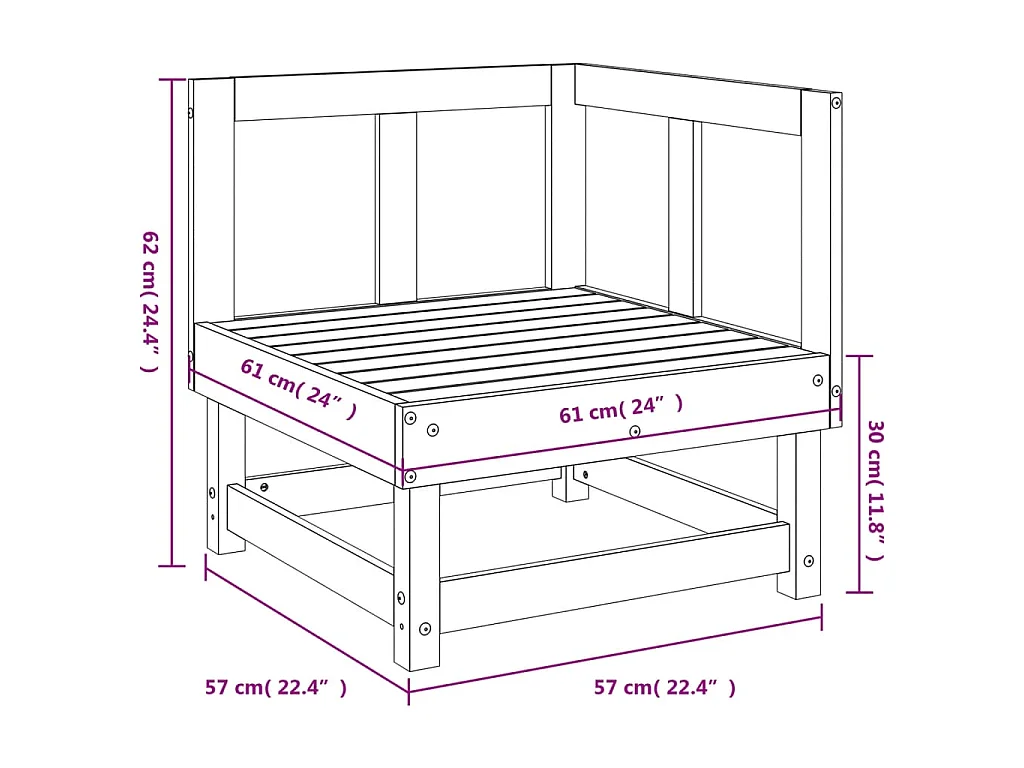 Garten-Ecksofa Honigbraun Massivholz Kiefer