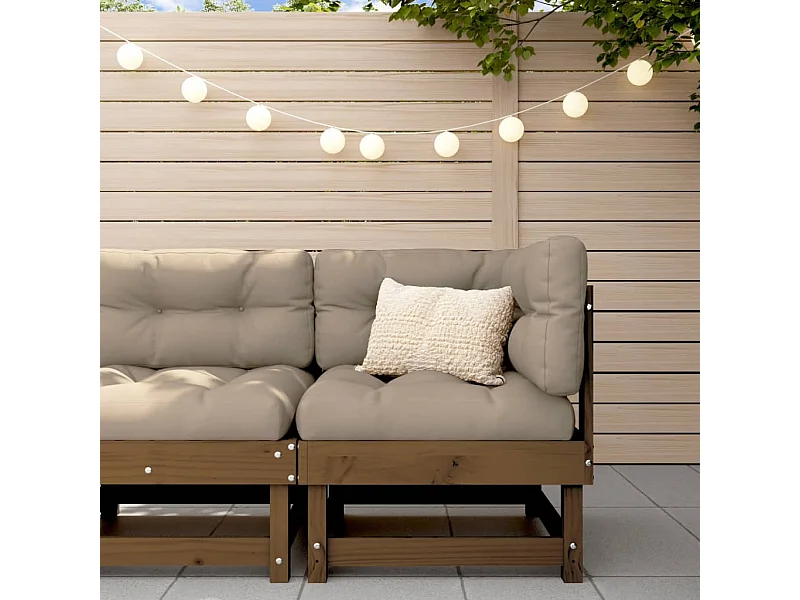 Canapé d'angle de jardin marron miel bois de pin solide