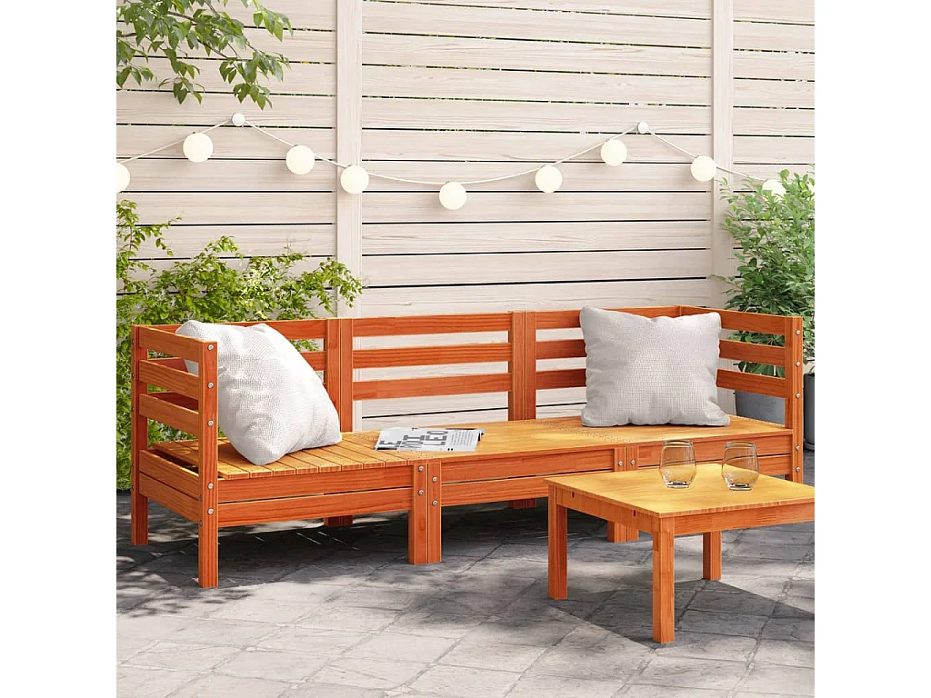 Tuinbank 3-zits massief grenenhout wasbruin