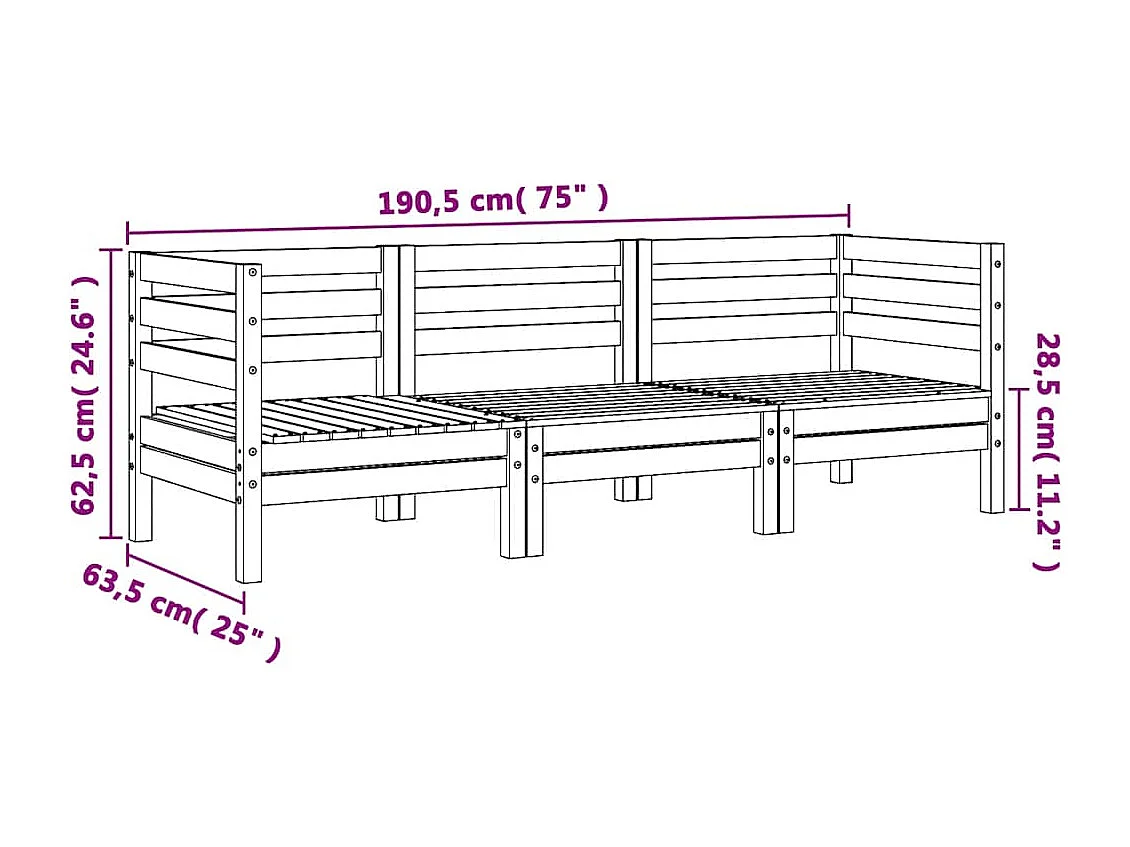 Tuinbank 3-zits massief grenenhout wasbruin