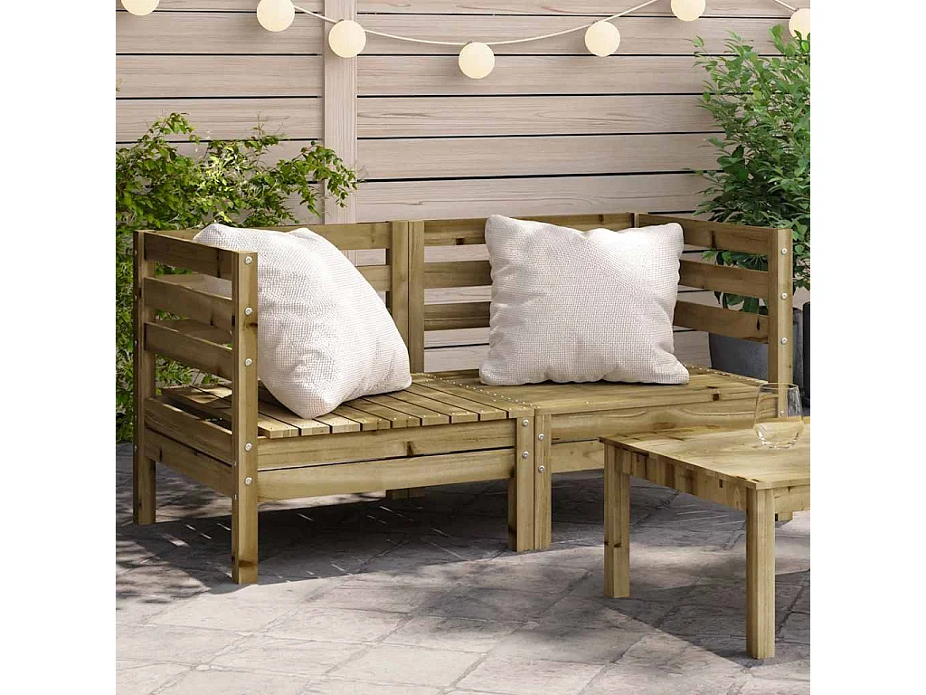 Divani Angolari da Giardino 2pz in Legno di Pino Impregnato