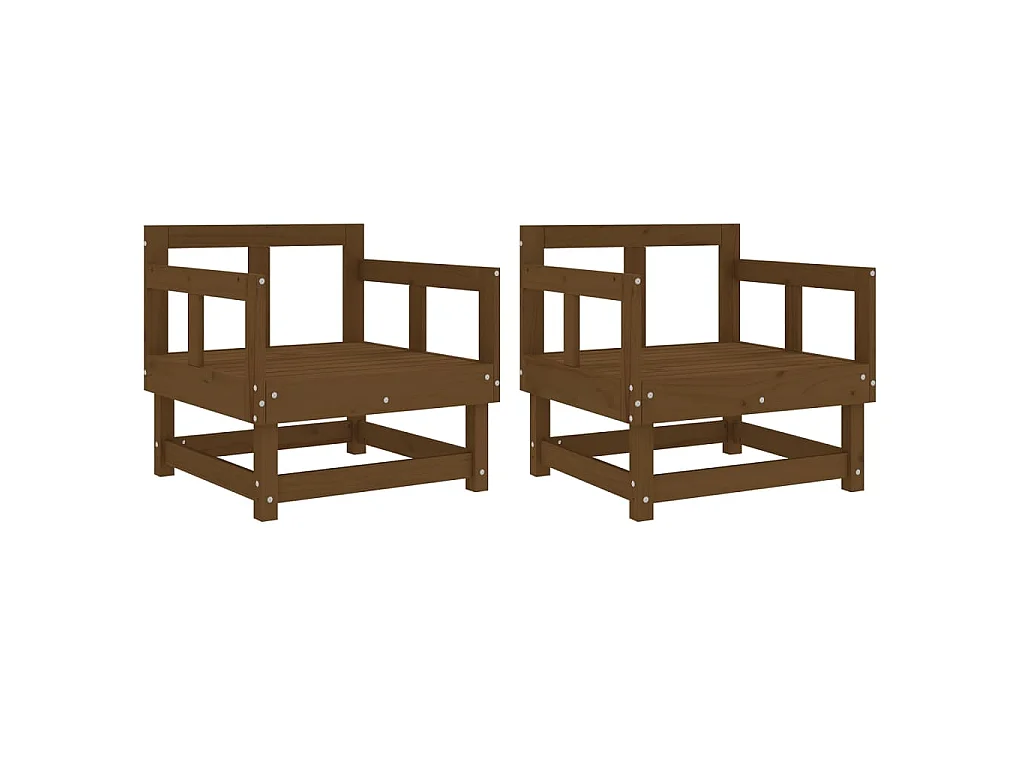 Sillones de jardín 2 unidades madera maciza pino marrón miel