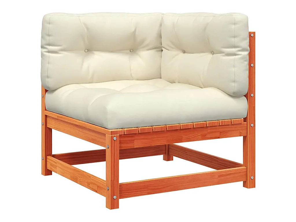 Garten-Ecksofa mit Kissen Wachsbraun Massivholz Kiefer