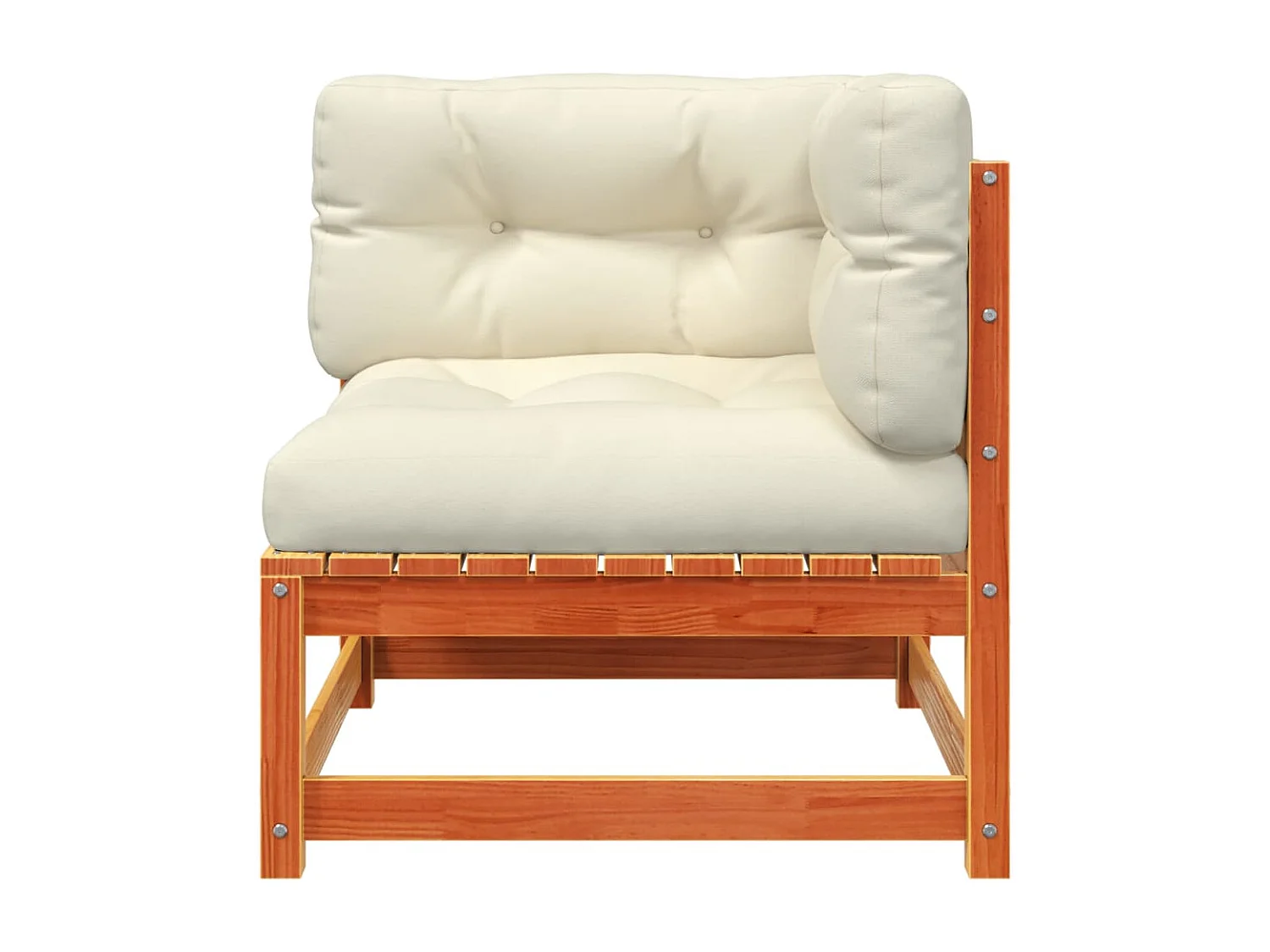 Garten-Ecksofa mit Kissen Wachsbraun Massivholz Kiefer