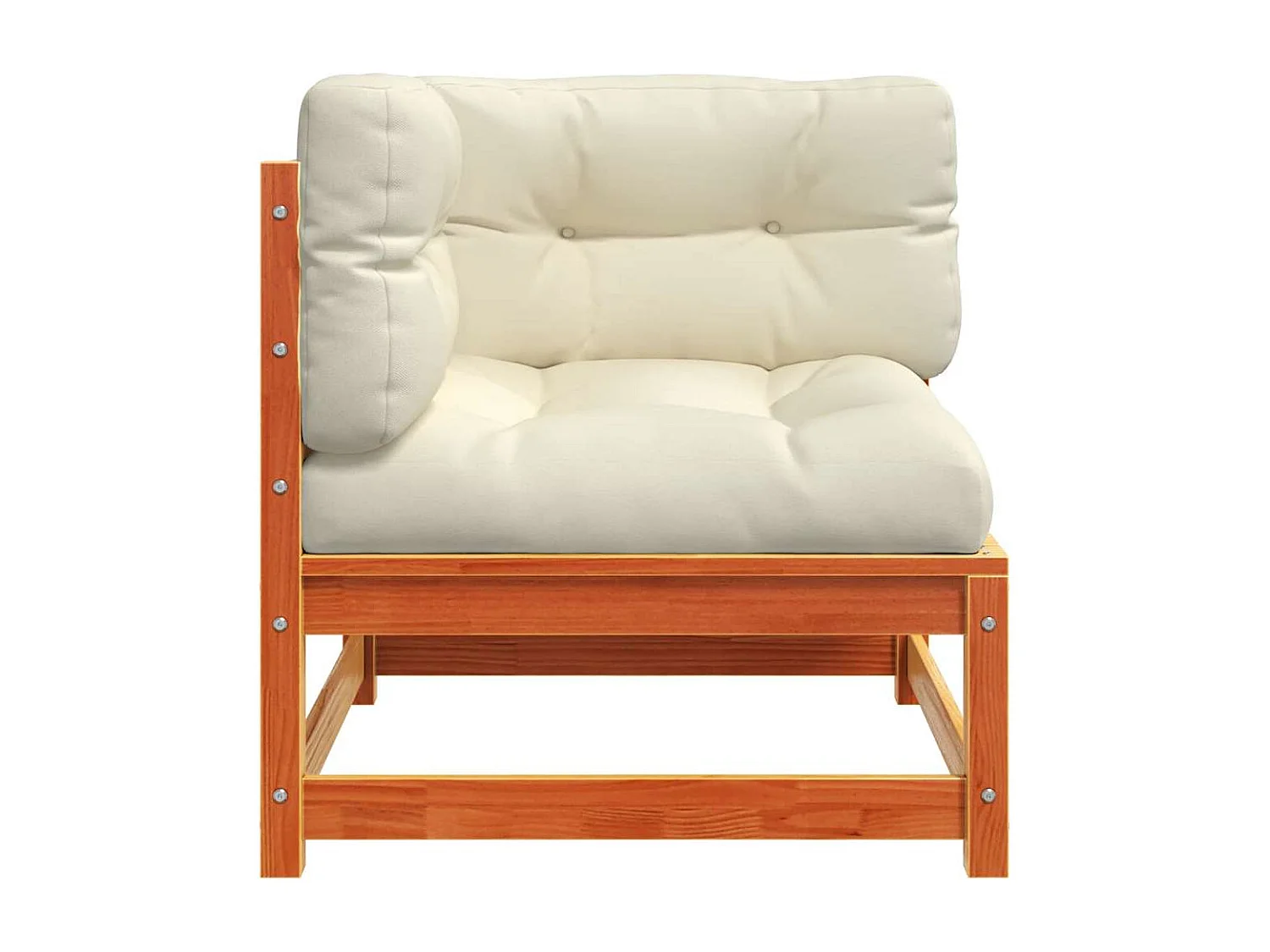 Garten-Ecksofa mit Kissen Wachsbraun Massivholz Kiefer