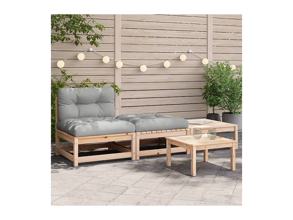 Canapé de jardin sans accoudoirs avec coussins et repose-pieds