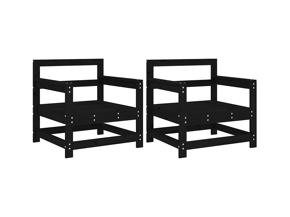 Chaises de jardin lot de 2 noir bois massif de pin