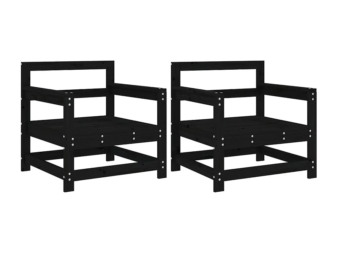 Chaises de jardin lot de 2 noir bois massif de pin