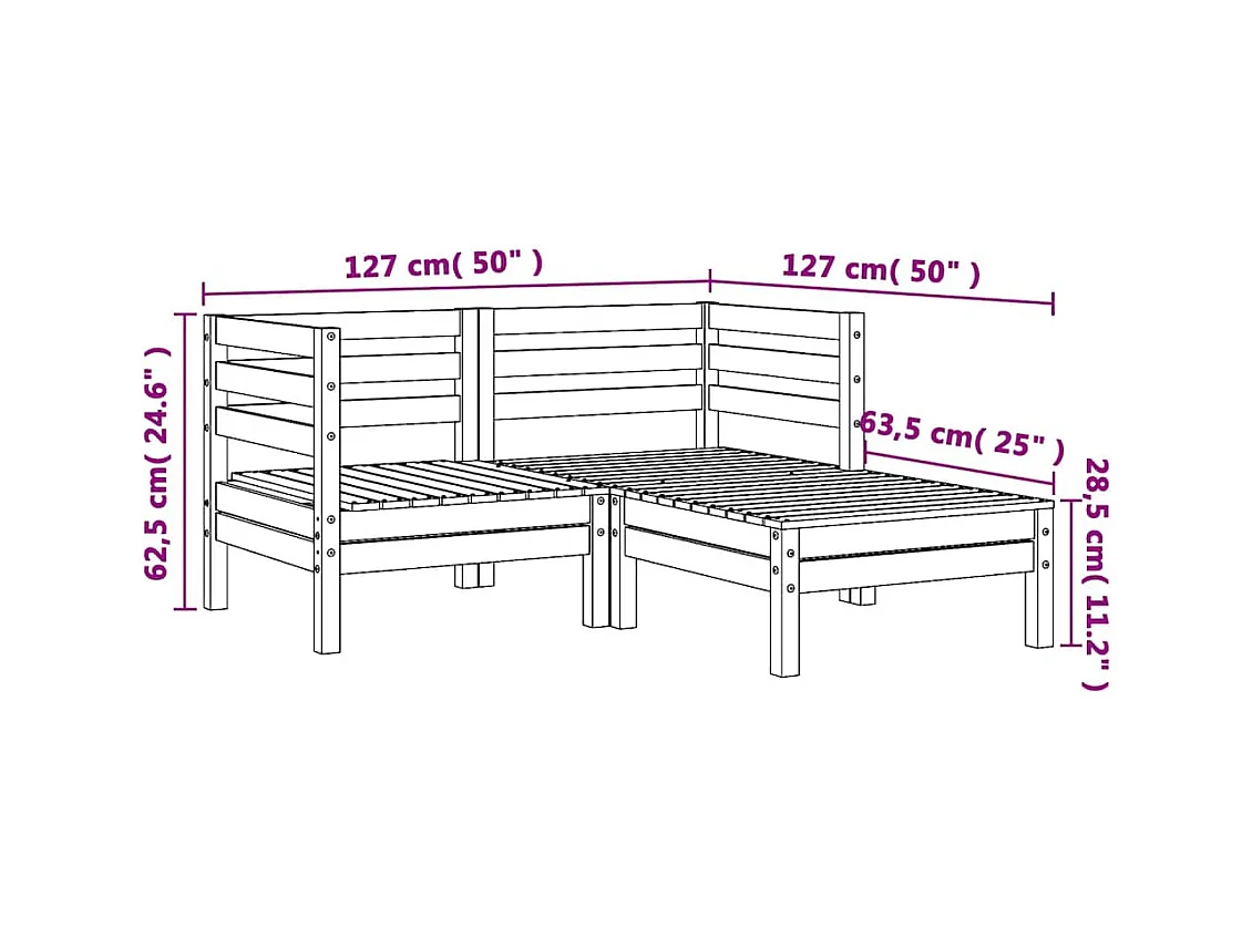 Gartensofa 2-Sitzer mit Hocker Kiefernholz Imprägniert