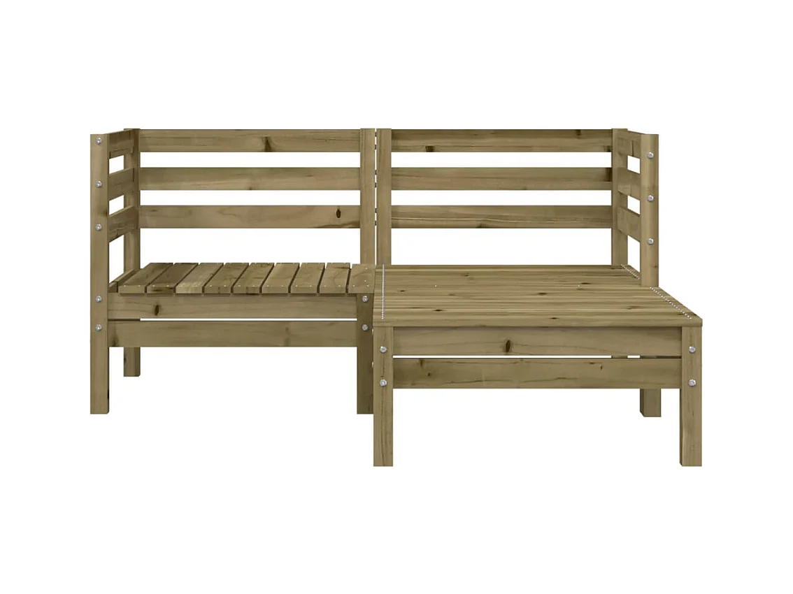 Gartensofa 2-Sitzer mit Hocker Kiefernholz Imprägniert