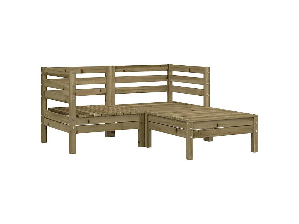 Gartensofa 2-Sitzer mit Hocker Kiefernholz Imprägniert