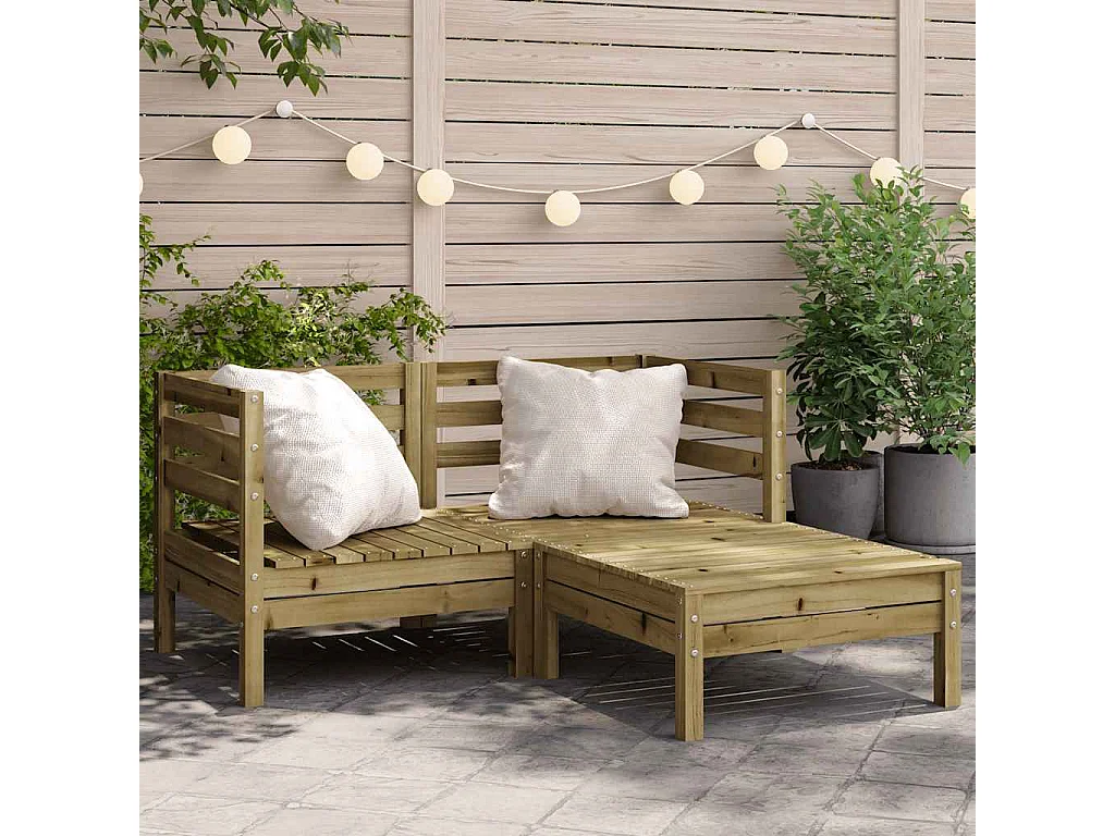 Gartensofa 2-Sitzer mit Hocker Kiefernholz Imprägniert