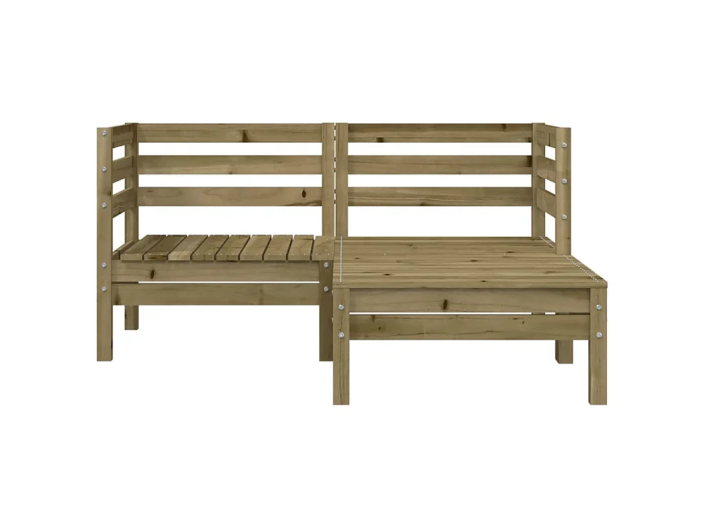 Gartensofa 2-Sitzer mit Hocker Kiefernholz Imprägniert