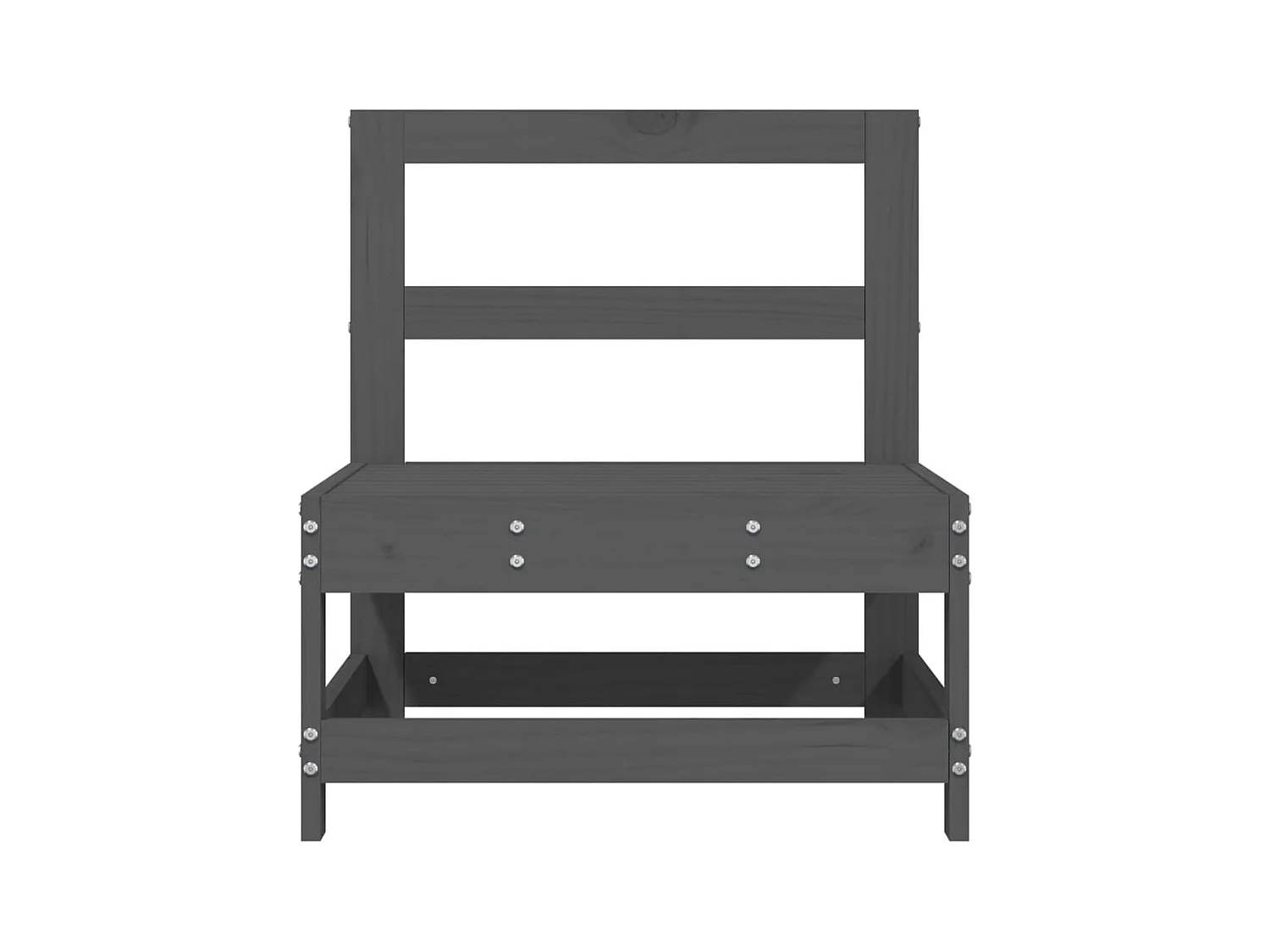 Canapés centraux de jardin 2 pcs gris bois de pin massif