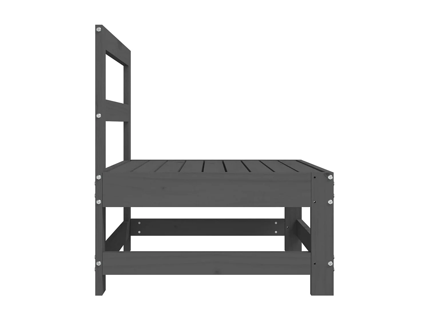 Canapés centraux de jardin 2 pcs gris bois de pin massif