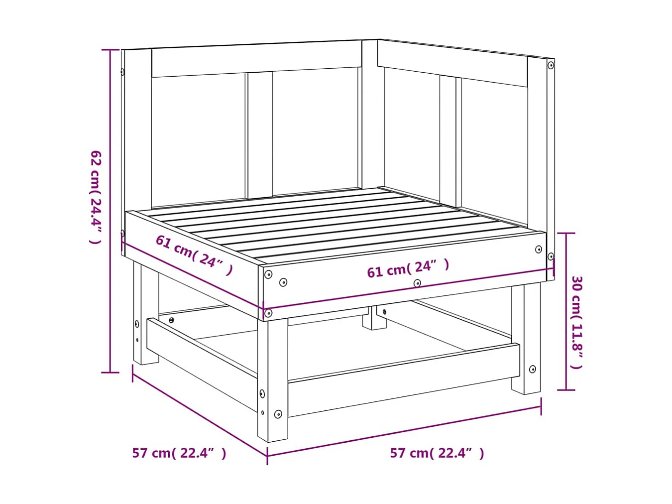 Canapé d'angle de jardin bois massif douglas