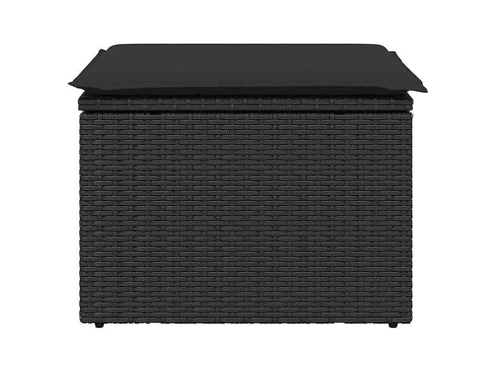 Sgabello da giardino con cuscino nero 55x55x37 cm in polyrattan