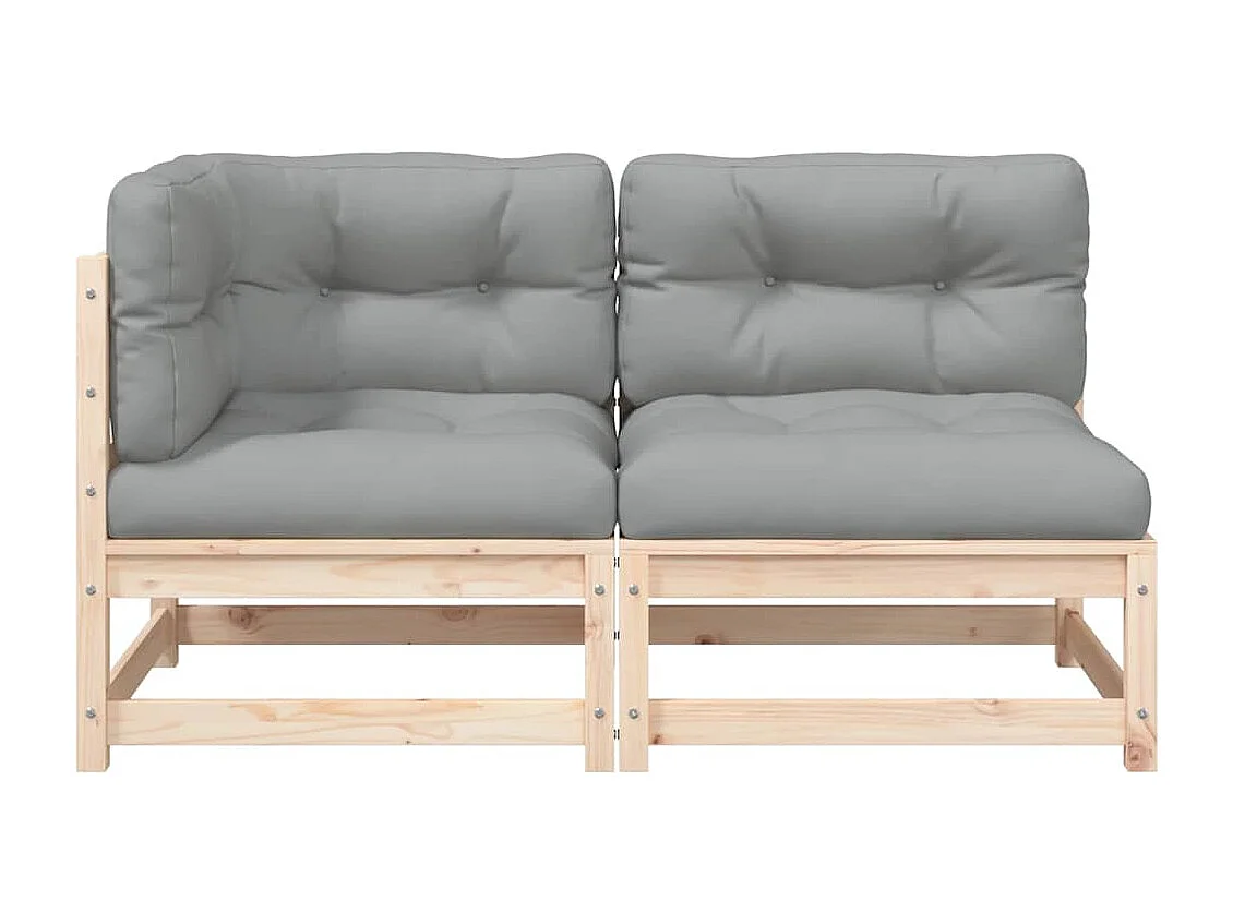 Canapé de jardin avec coussins 2 places bois de pin massif