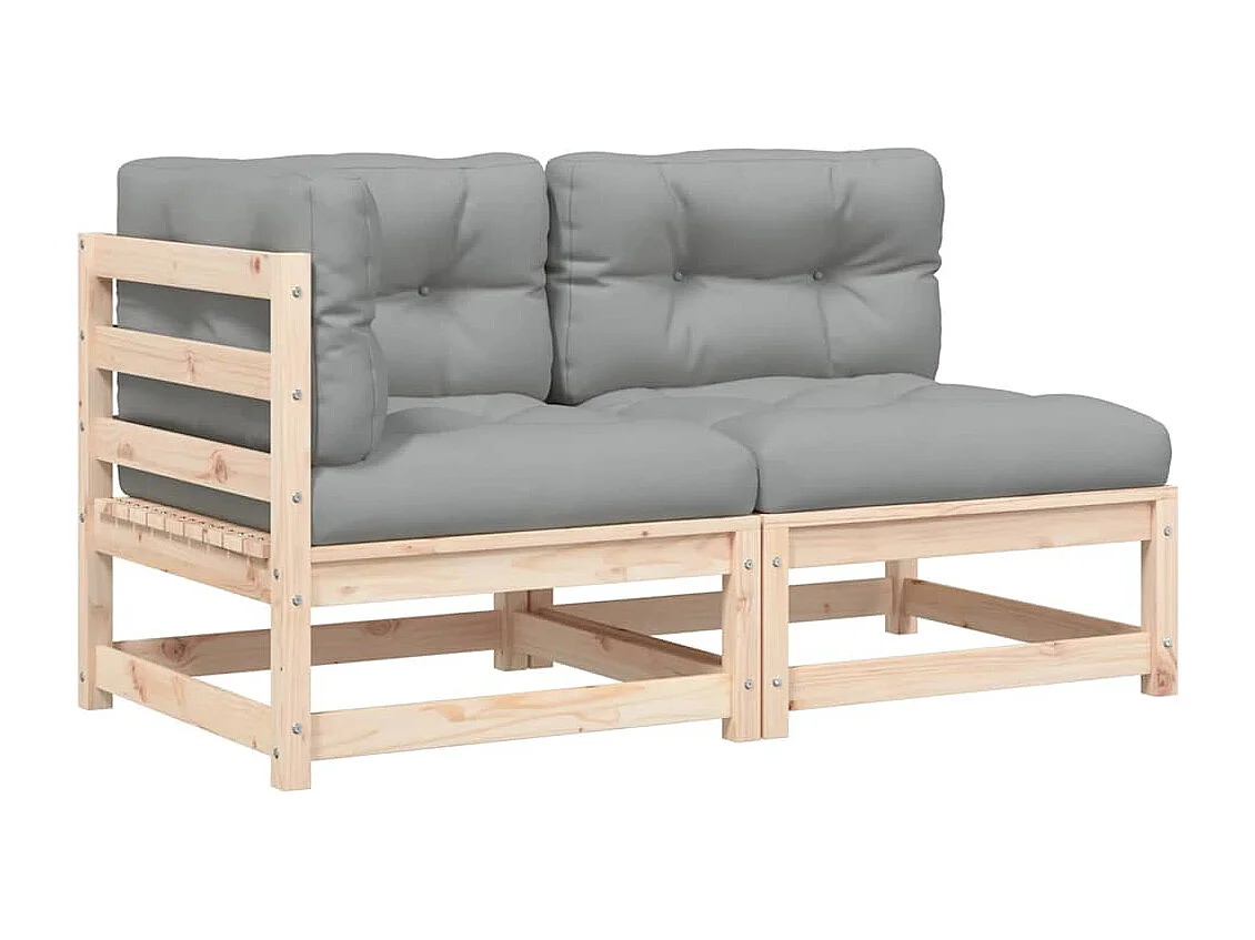 Divano da Giardino con Cuscini a 2 Posti in Legno Massello Pino