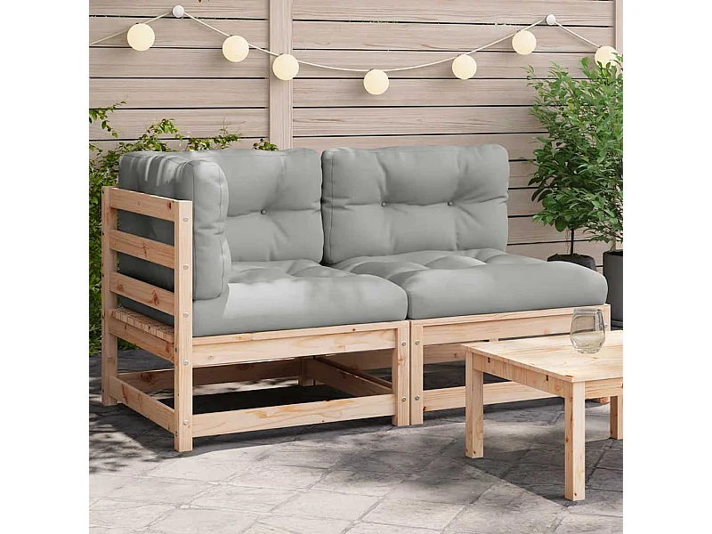 Sofá de jardín de 2 plazas con cojines madera maciza de pino