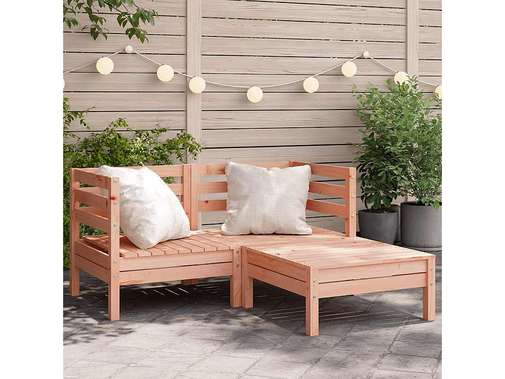 Gartensofa 2-Sitzer mit Hocker Massivholz Douglasie