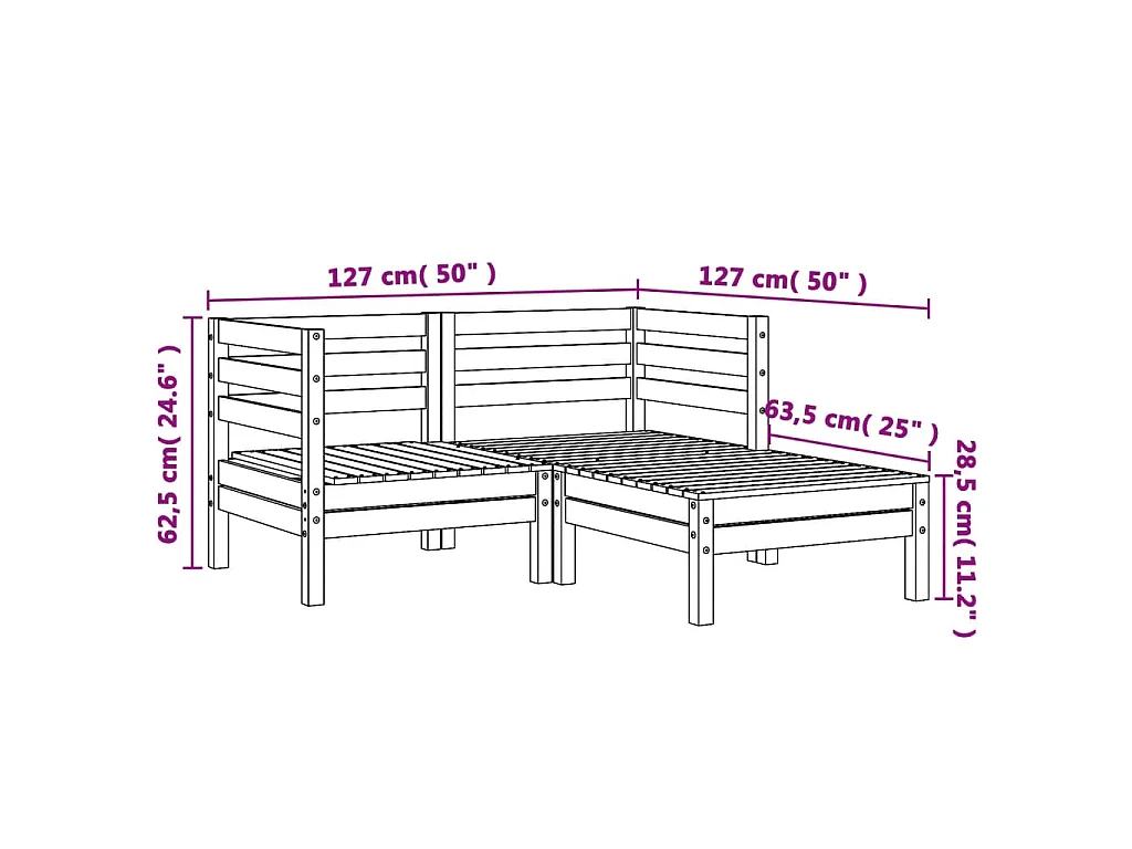 Gartensofa 2-Sitzer mit Hocker Massivholz Douglasie