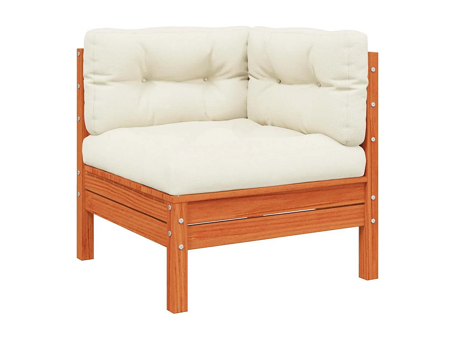 Garten-Ecksofa mit Kissen Wachsbraun Massivholz Kiefer