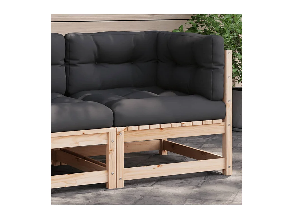 Canapé d'angle de jardin avec coussins bois de pin solide