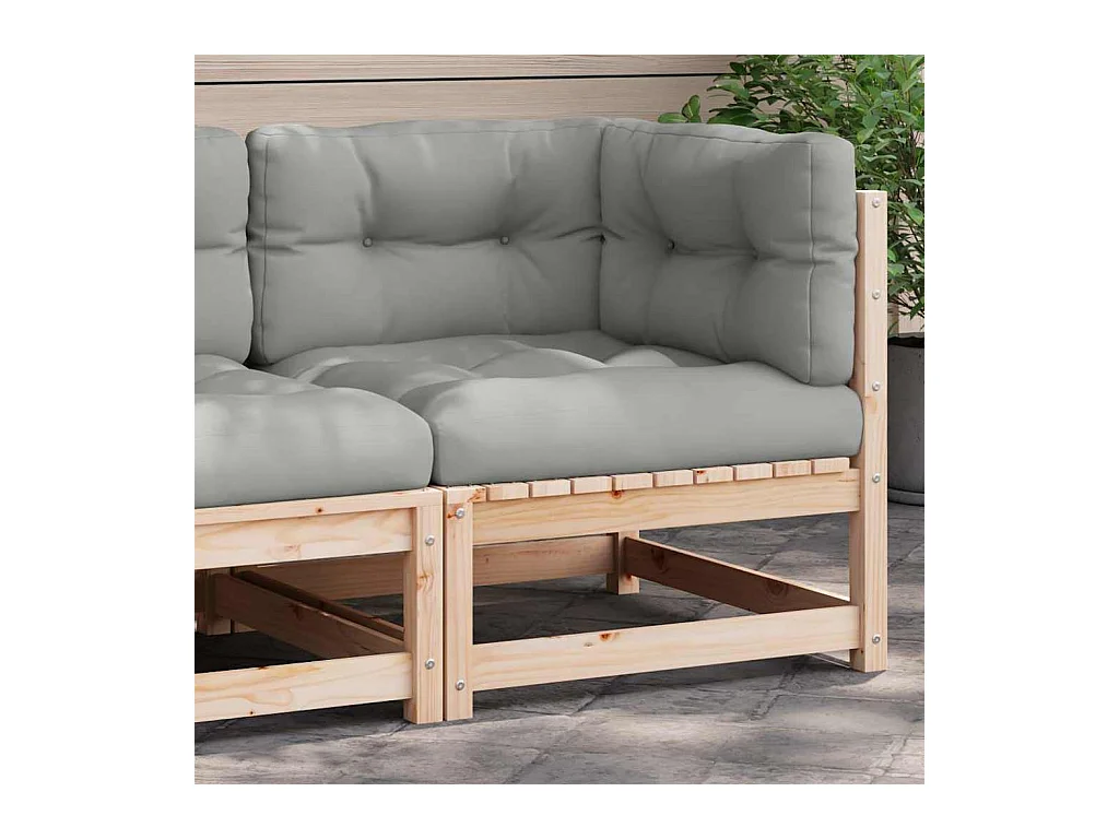 Canapé d'angle de jardin avec coussins bois de pin solide