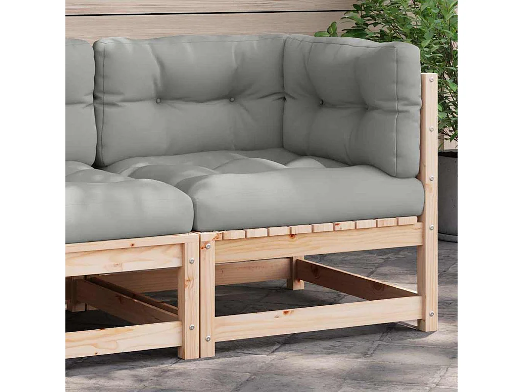 Garten-Ecksofa mit Kissen Massivholz Kiefer