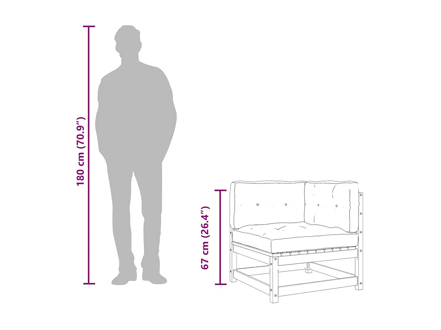 Garten-Ecksofa mit Kissen Massivholz Kiefer