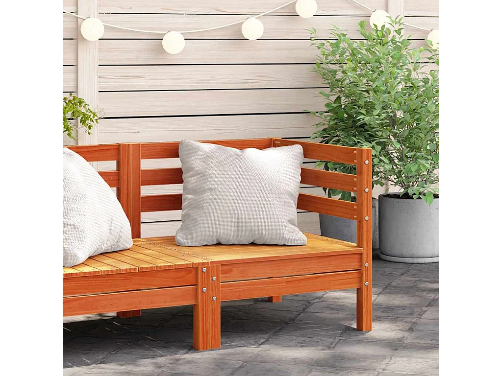 Canapé d’angle de jardin cire marron bois de pin massif