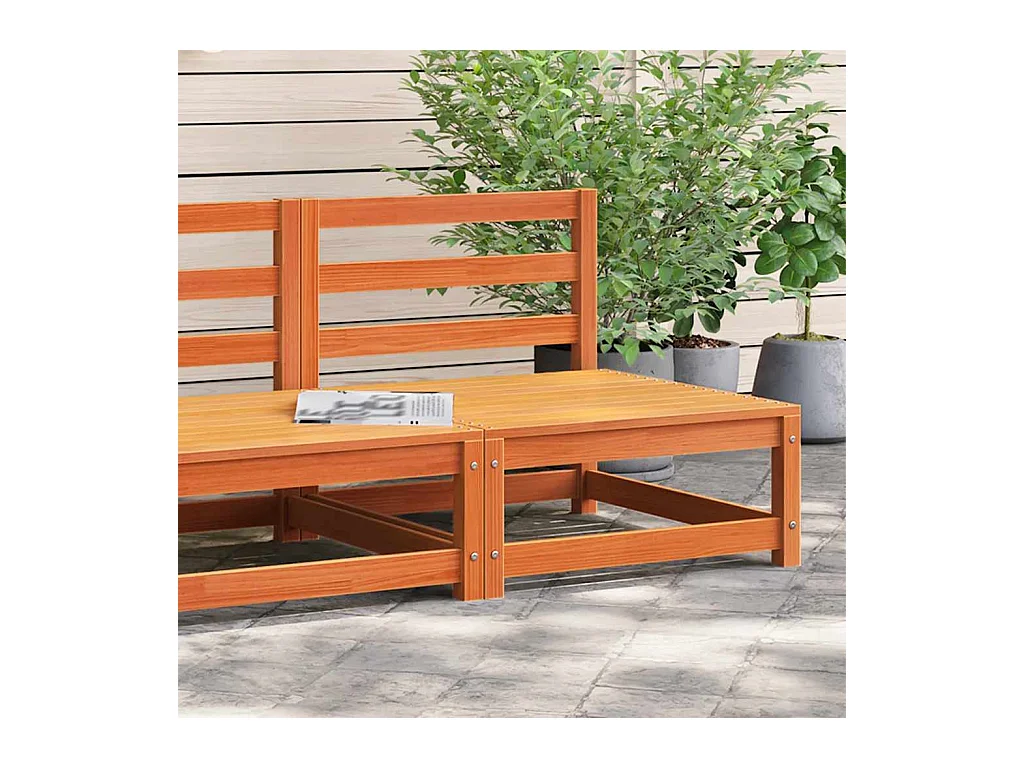 Canapé de jardin sans accoudoirs cire marron bois de pin massif