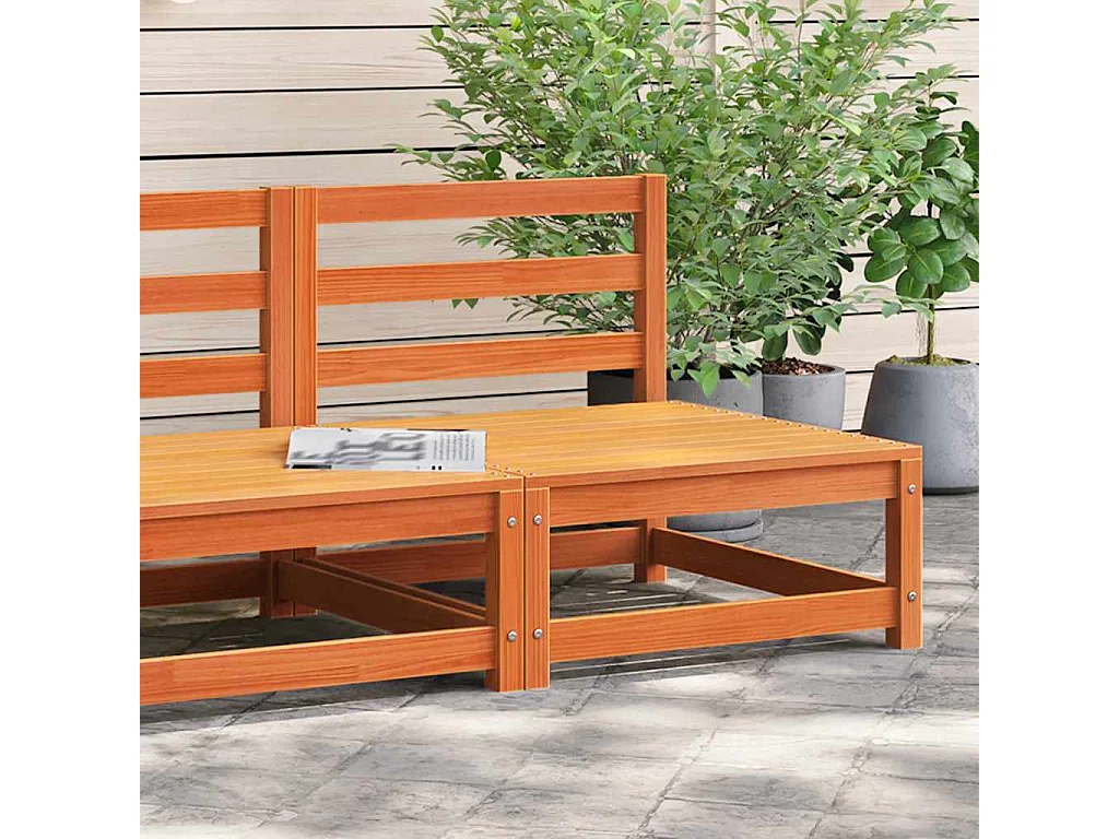 Canapé de jardin sans accoudoirs cire marron bois de pin massif