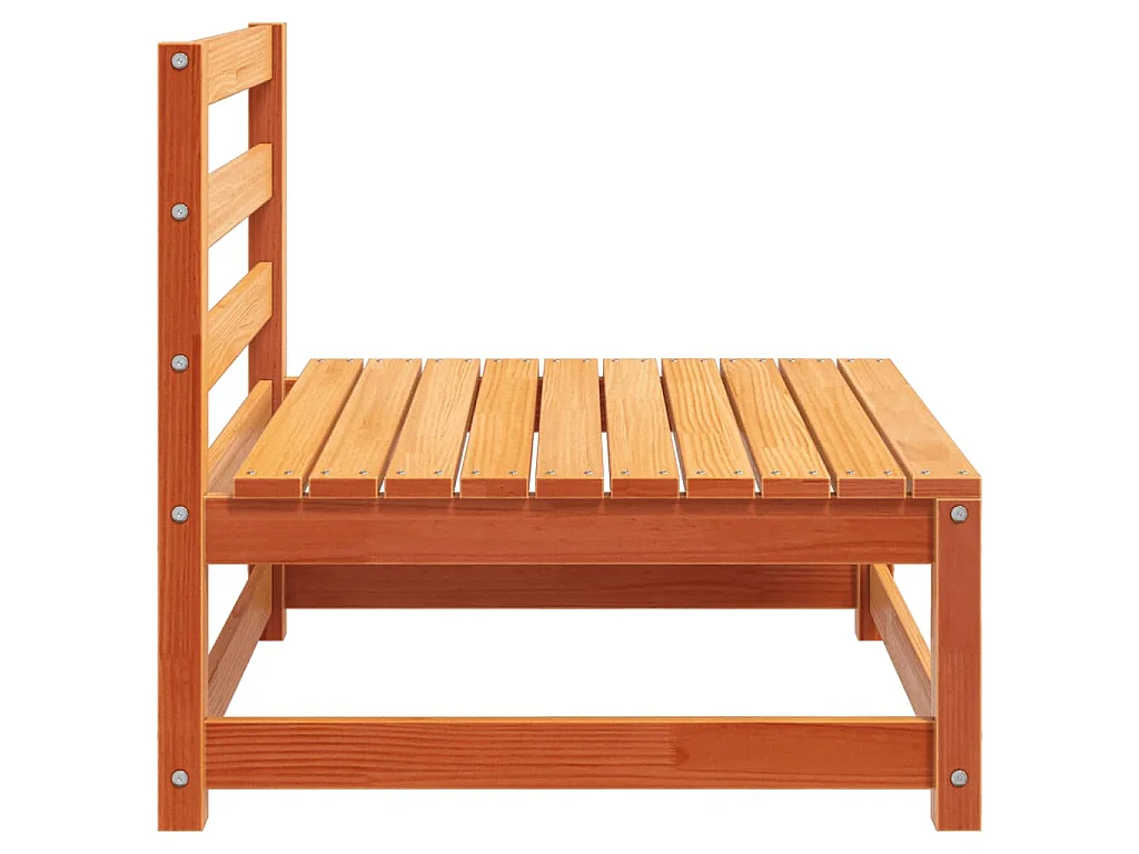 Canapé de jardin sans accoudoirs cire marron bois de pin massif