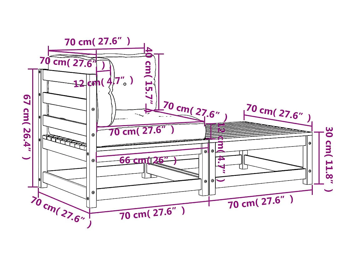 Canapé d'angle de jardin avec coussins et repose-pieds