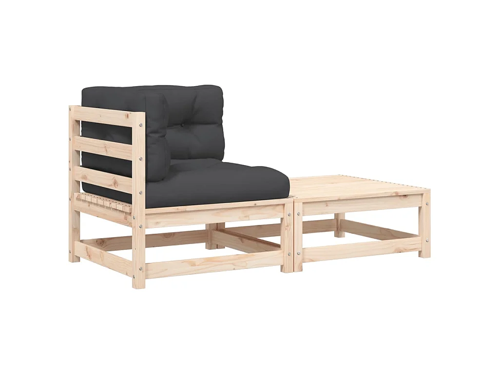 Garten-Ecksofa mit Kissen und Hocker