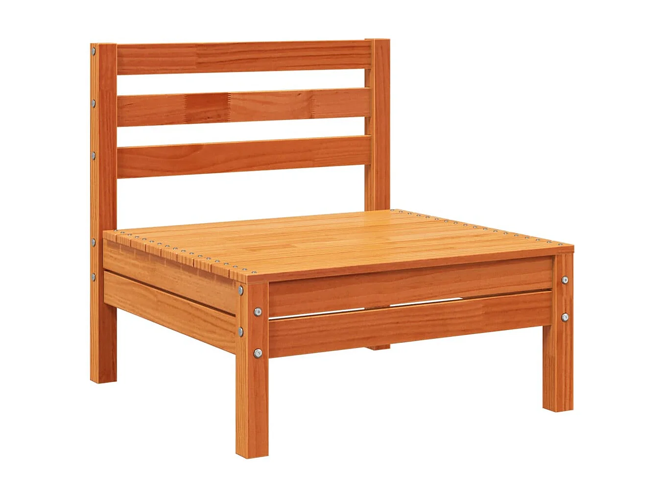 Tuinbank 3-zits met voetenbank massief grenenhout wasbruin