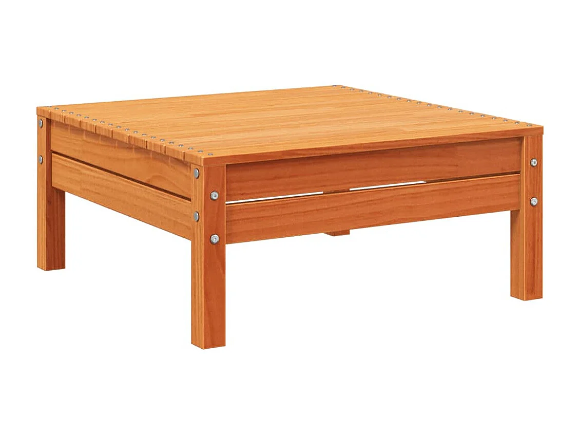 Canapé de jardin 3 places repose-pied cire marron bois massif