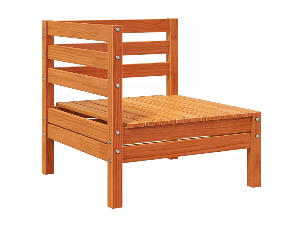 Canapé de jardin 3 places repose-pied cire marron bois massif