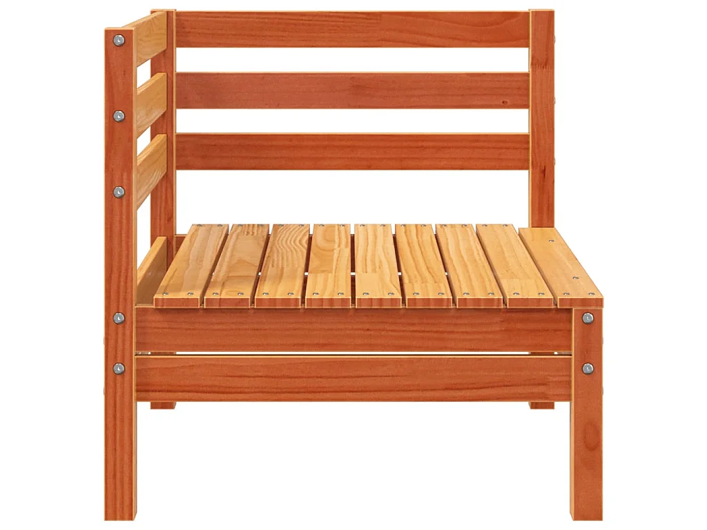 Canapé de jardin 3 places repose-pied cire marron bois massif