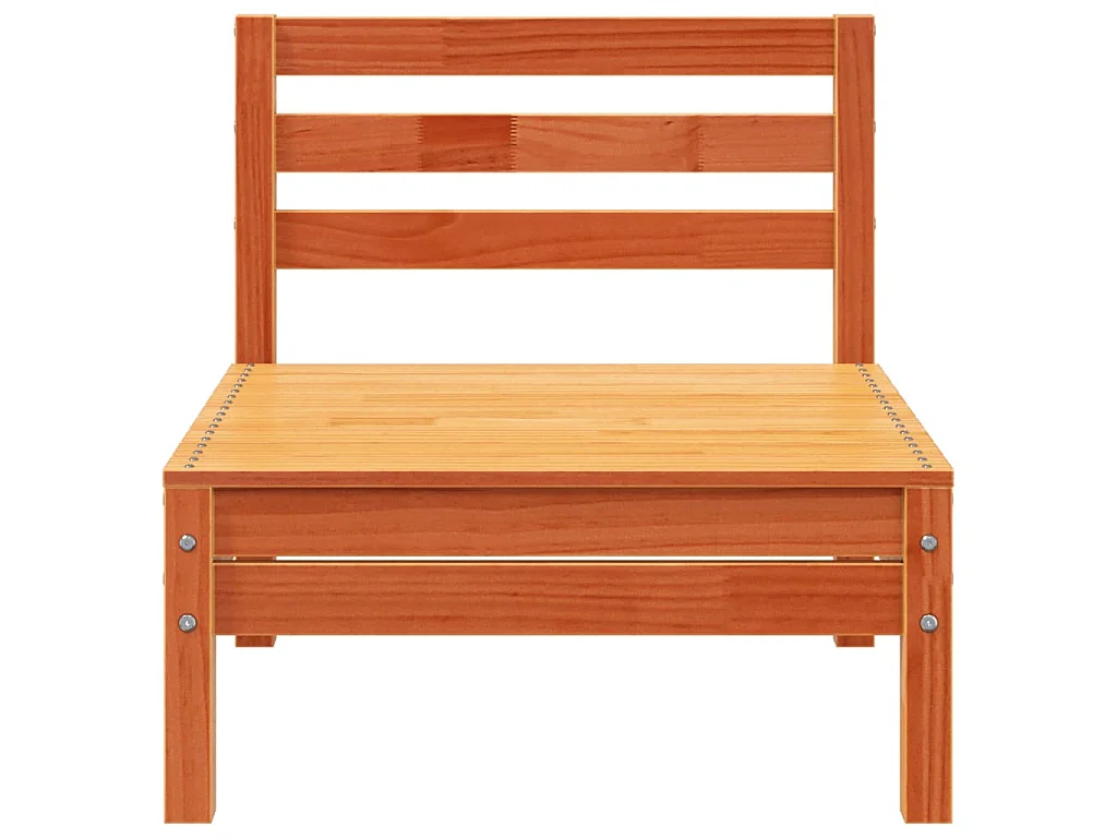 Canapé de jardin 3 places repose-pied cire marron bois massif