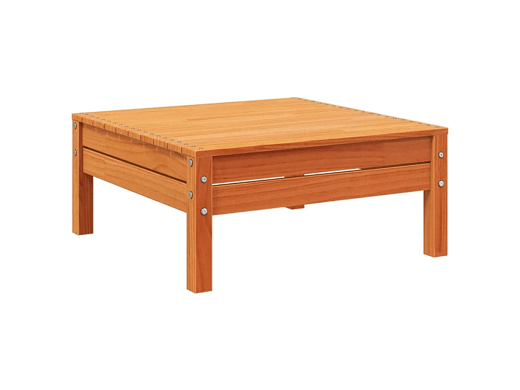 Canapé de jardin 3 places repose-pied cire marron bois massif