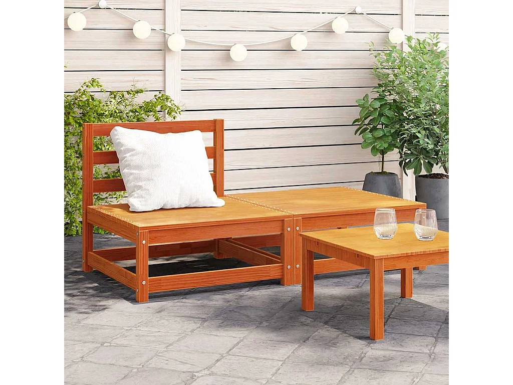Canapé de jardin sans accoudoirs repose-pieds bois pin massif