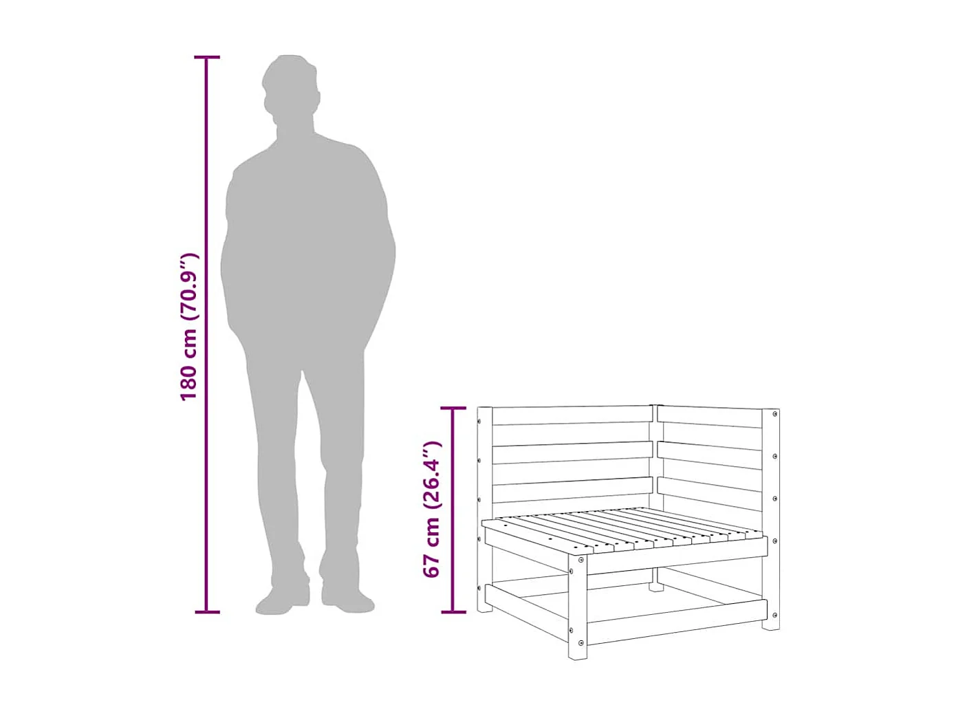 Garten-Ecksofas 2 Stk. Wachsbraun 70x70x67 cm Massivholz Kiefer