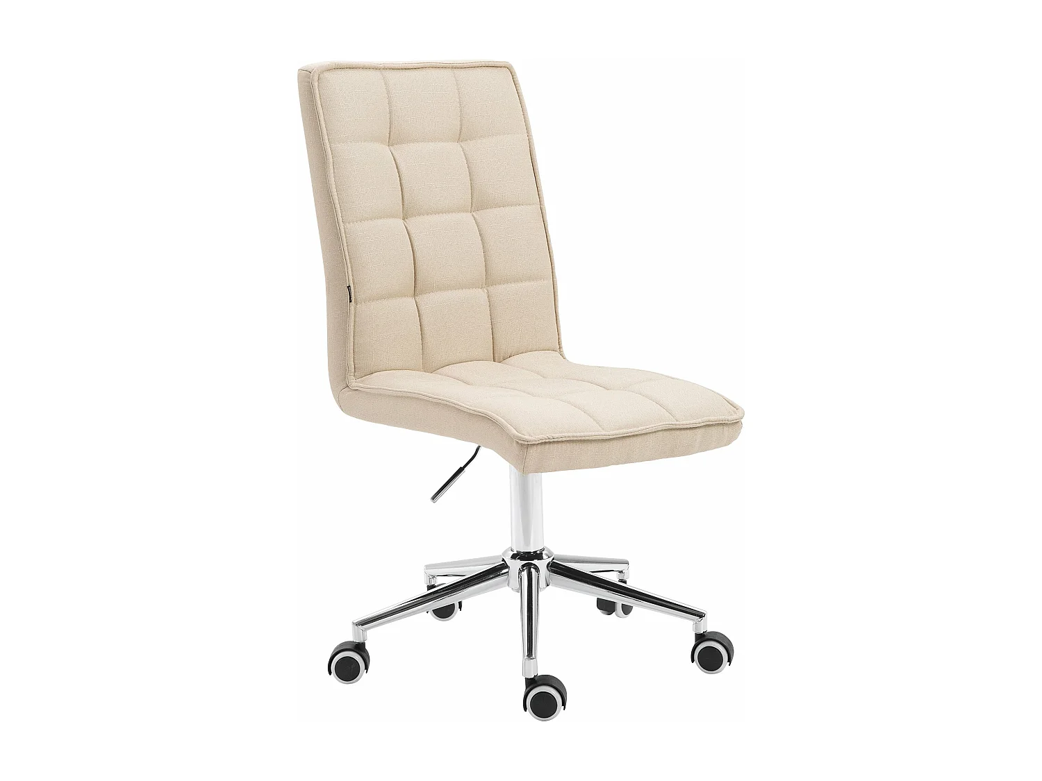 Tabouret de bureau - Tissu & Métal chromé - Crème - Peking V2